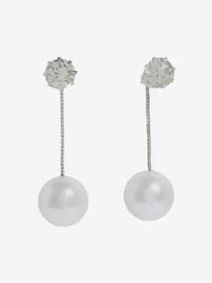 Westside Accessories Silver Crystal and Pearl Drop Earrings